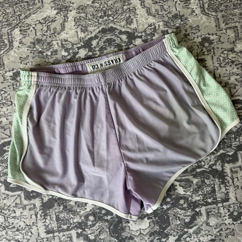 Krass & Co Womens Lavender Mint Quatrefoil Running Shorts Size Medium